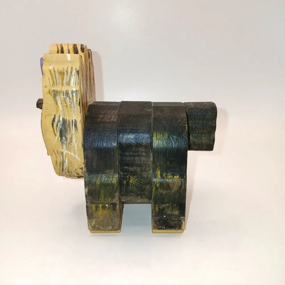 Wooden Yorkshire Terrier Yorkie Dog Puppy Figurine Statue Layered Wood 4.5 in